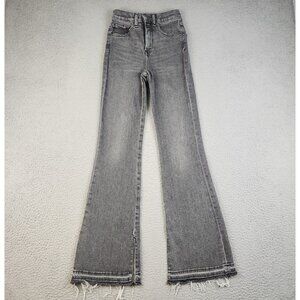 Womens Ribcage Flare Leg Slim Fit Raw Hem Stretch Denim Jeans Size 00 Raw Hem